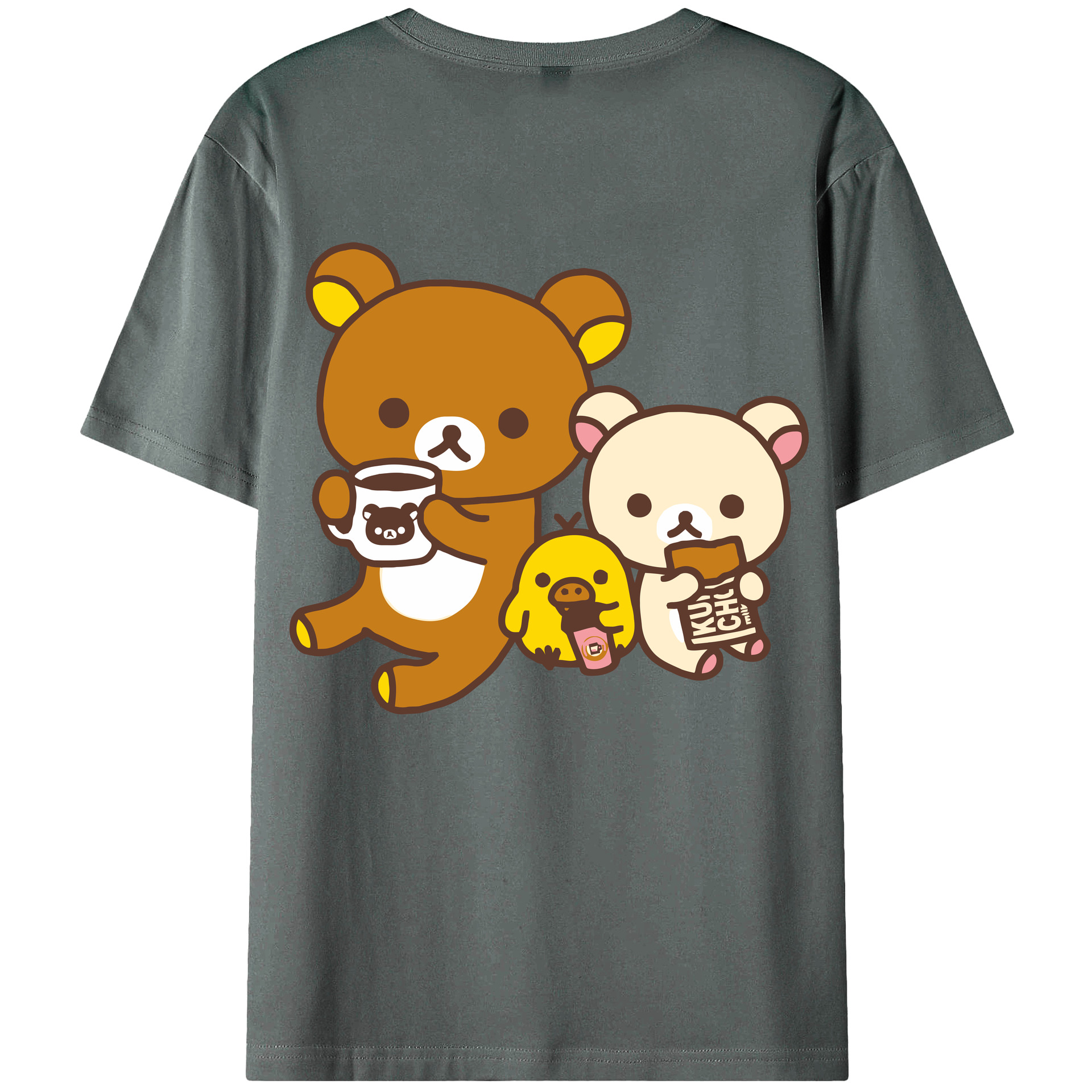 （画像用） リラックマ リラックマ キイロイトリ Rilakkuma Korilakkuma Kiiroitori 綿100％ メンズ半袖Tシャツ（バックプリント） 通気性